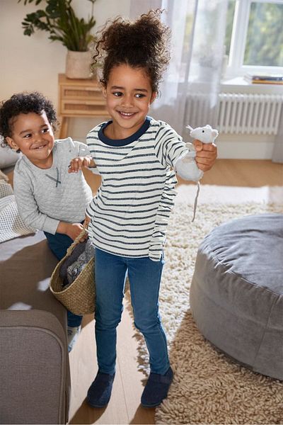 Tchibo Toddlers Girl Round Neck Stripe Long Sleeve Sweatshirts, White