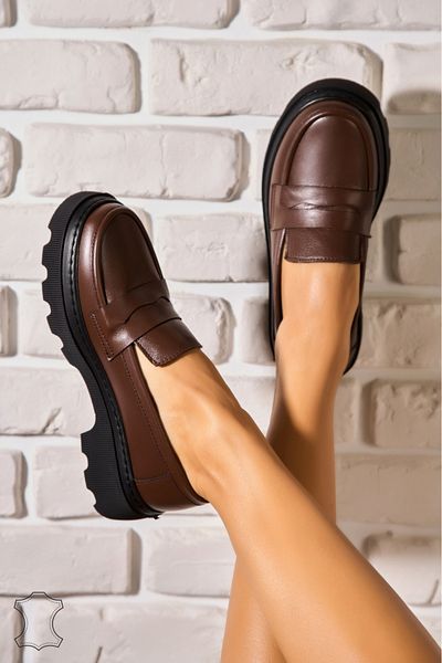 Joana Women's Loafers Natural Leather Brown Jaylei