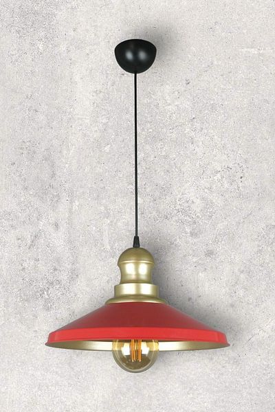Fer Avize Azalea Modern Design - Gold Head Metal for Cafe and Kitchen, Red Inside Gold Colored Chandelier (Without Bulb)