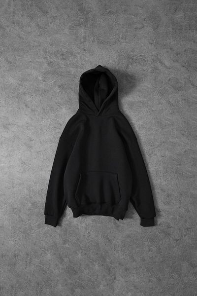ruNadeS Unisex Relax Fit Relaxed Cut Βαμβακερό Fleece Εσωτερικό Καγκουρό Τσέπη με κουκούλα μαύρο φούτερ