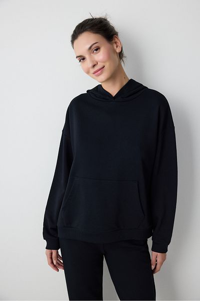 Penti Übergroßer aktiver schwarzer Kapuzenpullover