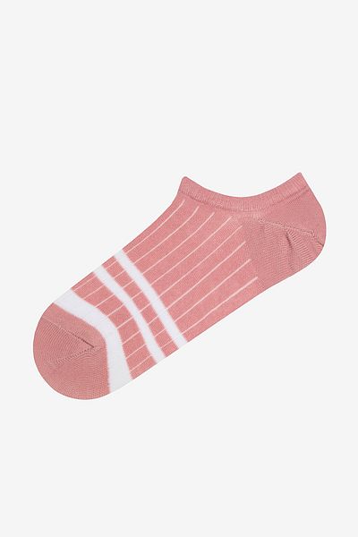 Penti Rib Line 3-teilige Sneaker-Socken in Rosa, Grau und Weiß