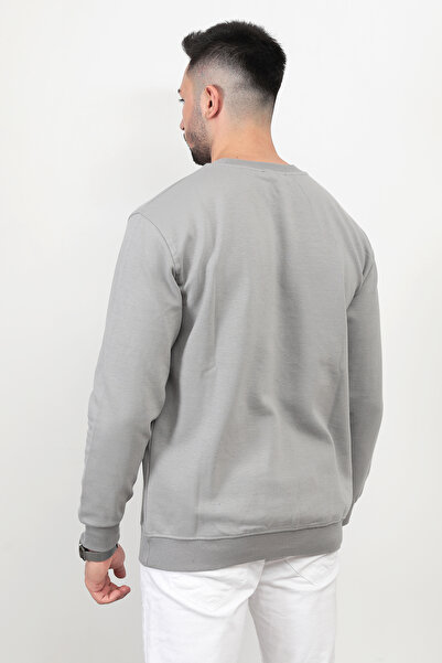 JB John Borners Ανδρικό γκρι ανοιχτόχρωμο λαιμόκοψη Diagonel Steel Interlock Sweat - 5471