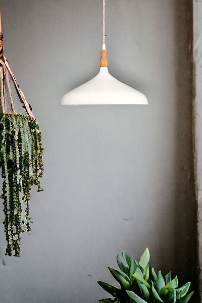 Fer Avize Nil Modern Design Cafe Kitchen Living Room Wooden Zurna Metal White Inside White Color Single Chandelier