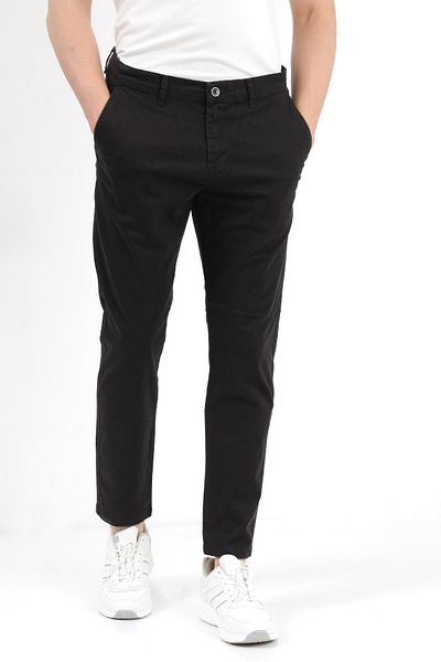 JB John Borners Men's Black Regular Fit Lycra Cotton Chino Pants - 4200