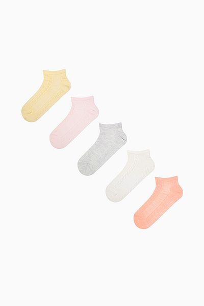 Penti Gestrickte Jacquard-Socken in Rosa und Weiß, 5 Stück