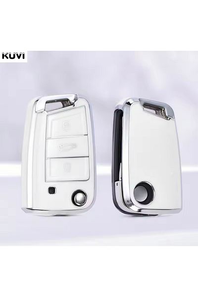 YıldızTuning Seat Leon Fr Ibiza 2017+ Ateca Arona White-Silver Switch Key Case Cover