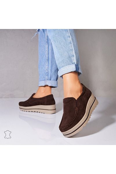 Joana Women's Loafers Natural Suede Brown Sulma