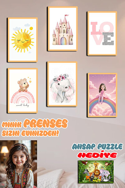 Lotus Digital Fotoğrafını Gönder, Love Prenses 6 lı Tablo Set Bohem Çocuk Oda...