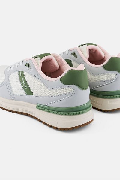 Algspar Women Brand Logo Lace Up Hiking Shoes, Off-white