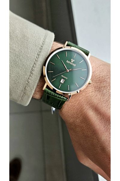 Raymond Rym-2230 Quartz Men's Classic Wristwatch - Steel Case and Leather Corrd - 2 Years Warranty
