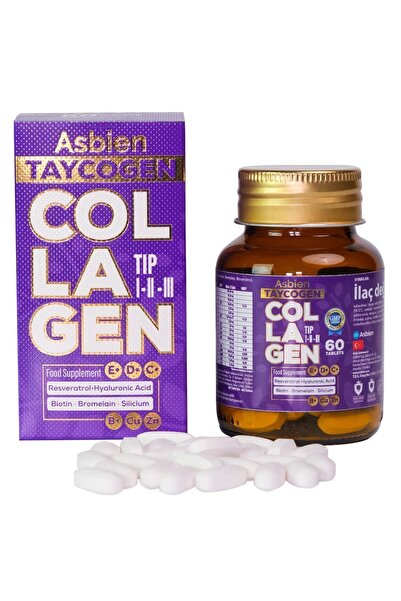 ASBİEN Taycogen 60 Tab. Tip 1 -2 -3 Biotin, Resveratrol,Hyaluronik Asit,Silis...