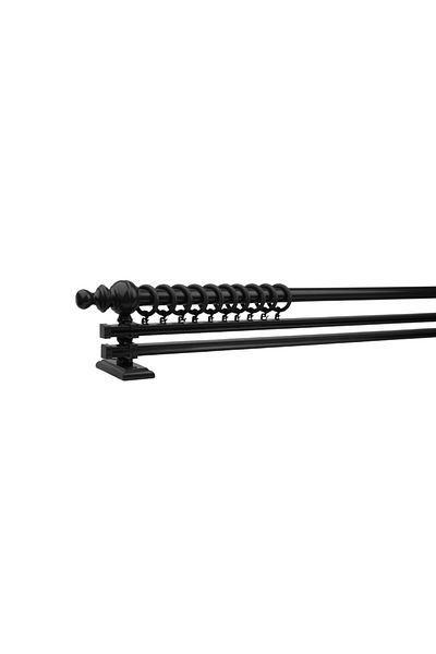di'mora by ağbaht züc. Umeraș pentru perdea rustic din lemn cu șină dublă neagră - 300 cm