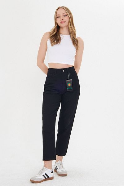 happinice Women's Black Mom Jean High Waist