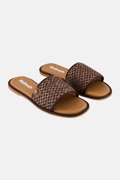 Refresh Women Textile Upper Slip On Flats, Brown