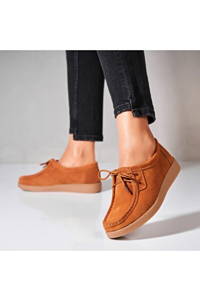 Joana Γυναικεία Μοκασίνια από Φυσικό Σουέτ Δέρμα Camel Harla2