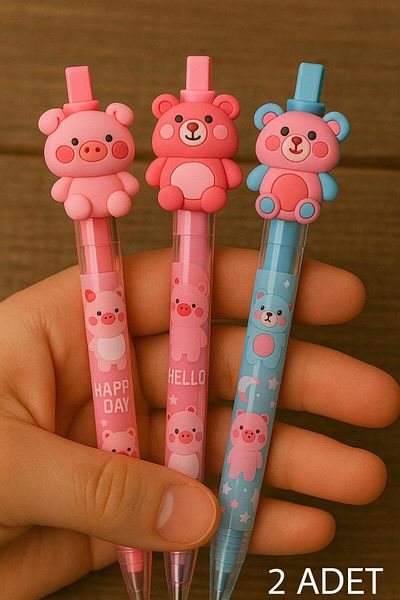 Bambus Home Figured Teddy Bear Character Themed 0.7 Versatil Tip Pen Set 2 Pieces