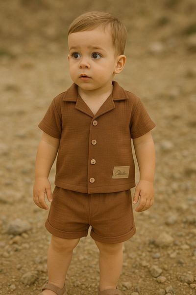 MİNYON BABY Waffle Fabric Shirt Bottom Top Set