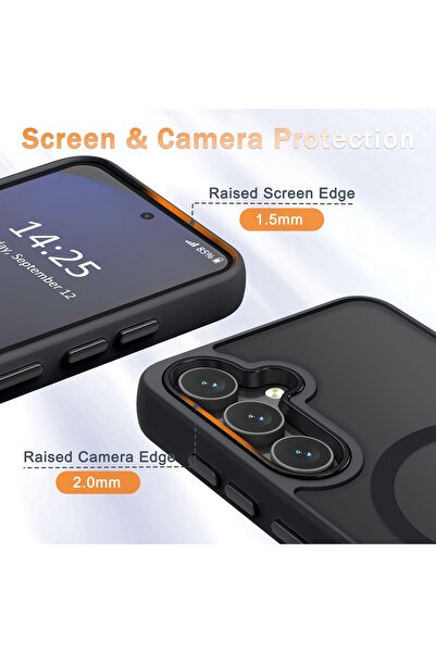 m.tk moveteck Samsung Galaxy S23 Kılıf Mat Magsafe Şarj Özellikli Yumuşak Kenarlı + Ekran Koruyucu Cam Set