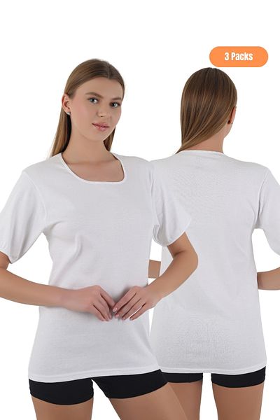CNT Women's 3-Piece Undershirt – 100% Rib Fabric