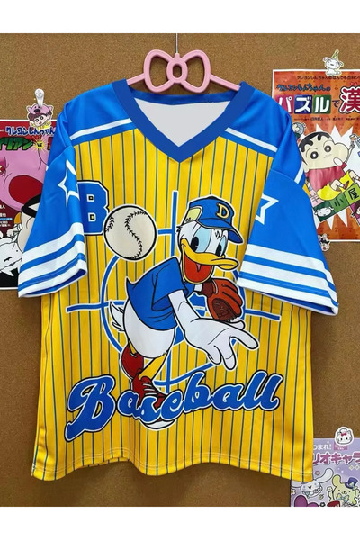 Gofeel Sarı Donald Duck Detaylı Kısa Kol Oversize Unisex Tshirt