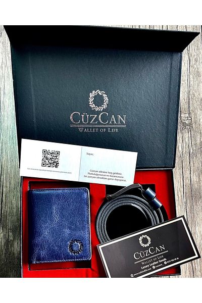 CüzCan Luxury Genuine Leather Belt and Wallet Set - with Storage Box