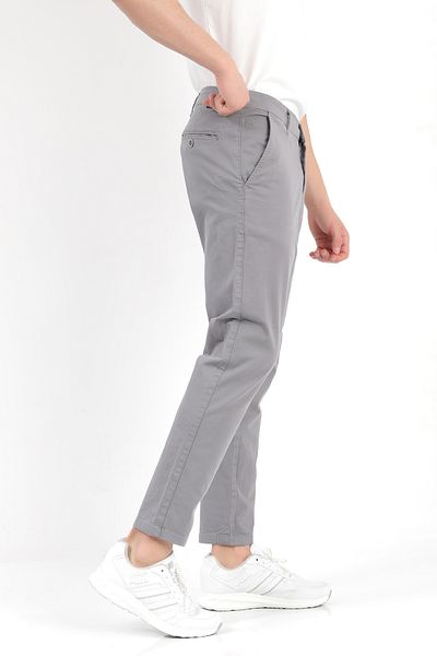 JB John Borners Men's Gray Regular Fit Lycra Cotton Chino Pants - 4200