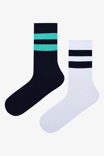 Penti Men's White Navy Blue 2-Piece Socks