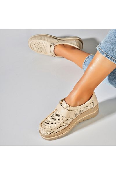 Joana Women's Loafers Natural Leather Beige Kya