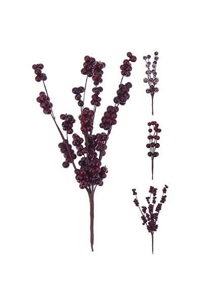Homelux Set 3 buc creanga decor cu fructe de padure, 15 cm, visiniu