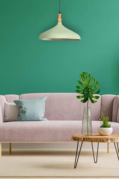 Fer Avize Nil Modern Tasarım Cafe Mutfak Salon Ahşap Zurna Metal Yeşil içi Gold Renk Tekli Avize