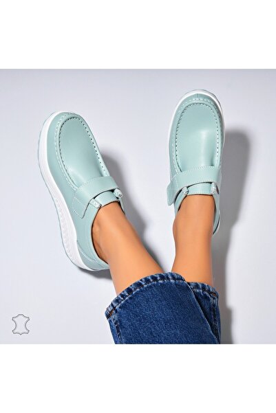 Joana Γυναικεία Μοκασίνια από Φυσικό Δέρμα σε Τυρκουάζ Χρώμα Emika