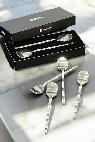 ÖzSa Home Set of 6 Stainless 18/10 Teaspoons Stainless Tarnish-Free Roman Presentation Spoon Steel Spoons 11 cm