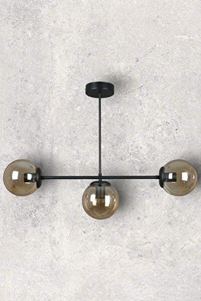 Fer Avize Neron Özel Tasarım ESiyah Renk Globe Bal Camlı Salon - Mutfak - Yat...