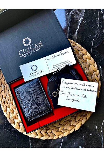 CüzCan Kişiselleştirilebilir Hakiki Deri Cüzdan Ve Kemer Seti Lüks Saklama Ku...