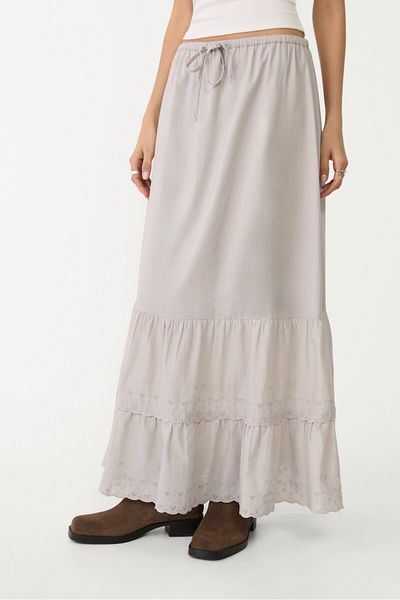 Stradivarius Flowing embroidered midi skirt