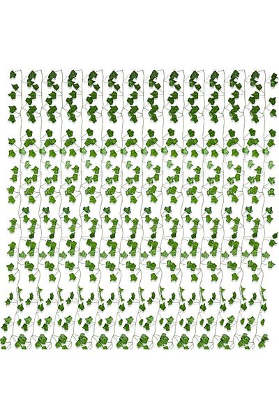 JIANUO Set of 4 Jianuo artificial garlands, plastic, green, 8.5 m
