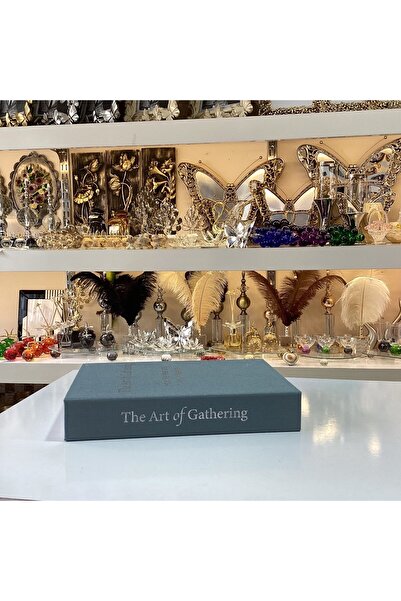 Gold home design Cutie decorativă pentru cărți acoperită cu material textil de culoare albastră