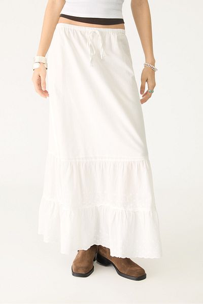 Stradivarius Flowing embroidered midi skirt