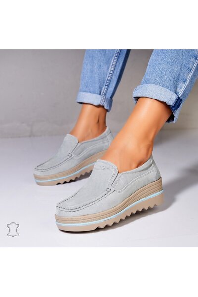 Joana Mocasini dama Piele Naturala Intoarsa Albastri Sulma