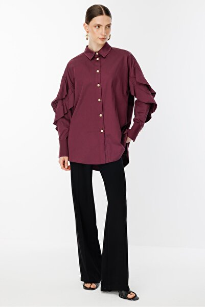 Ghisa Fırfır Detaylı Tunik Mürdüm