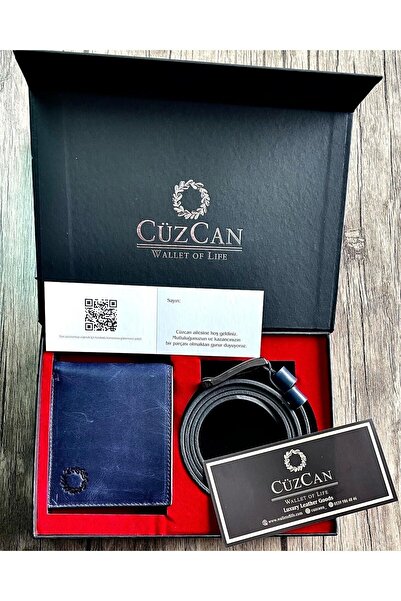 CüzCan Kişiselleştirilebilir Hakiki Deri Cüzdan Ve Kemer Seti Lüks Saklama Ku...