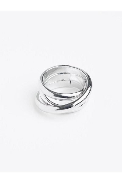 Jimmy Key Silver Color Glossy Spiral Ring