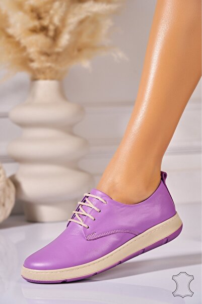 Joana Women's Moccasins Natural Leather Purple Kailey