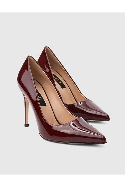 İLVİ Linz Genuine Patent Leather Claret Red Women's Stiletto