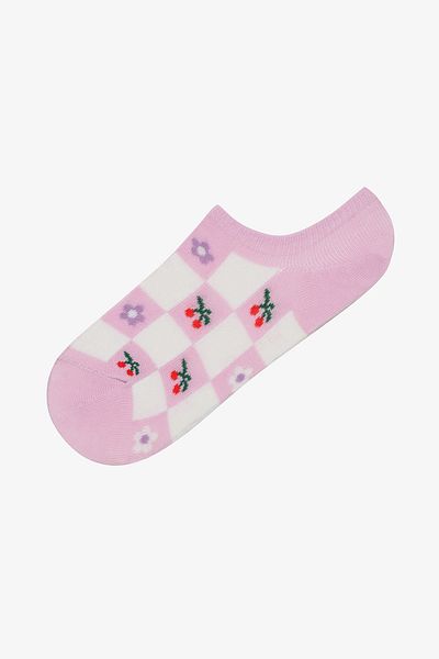 Penti 3 Paar Sneaker-Socken aus Baumwolle mit Schachbrettmuster und Blumenmuster