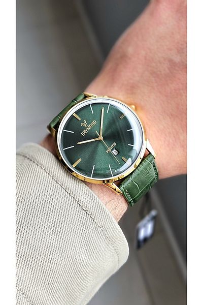 Raymond Rym-631720 Classic Men's Wristwatch - Steel Case, Leather Cord, Bombed Glass - 2 Years Warranty
