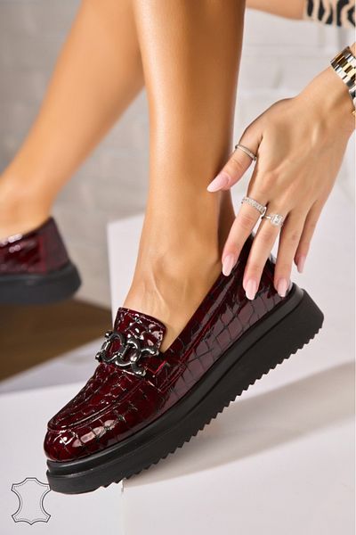 Joana Mocasini dama Piele Naturala Bordo Rainie