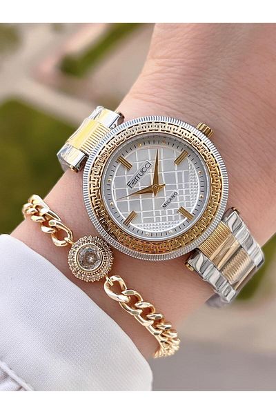 Ferrucci Steel Cord Blackening Color Does Not Throw 2 Years Guarantee Women Wrist Watch+Bracelet F.03546.05