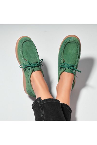 Joana Women's Loafers Natural Suede Green Harla2